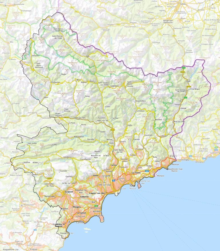 Carte des Alpes Maritimes